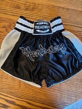 Women's Black Athletic Shorts with White Mesh